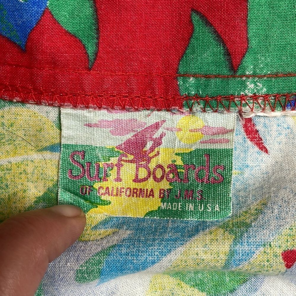 70s Vintage Surfboards of California by JMS red aloha Hawaiian shirt XL - Picture 3 of 6